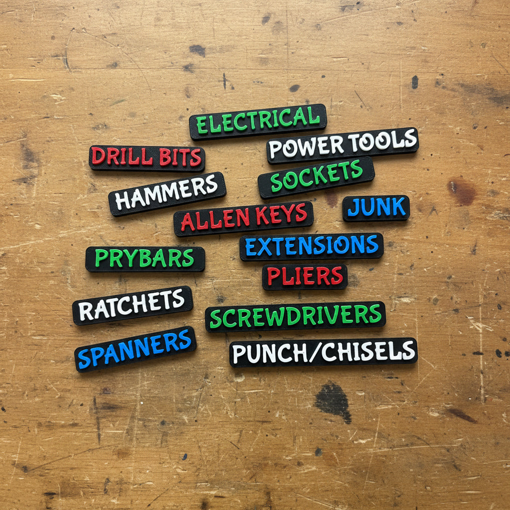 14pc Magnetic Toolbox Drawer Labels